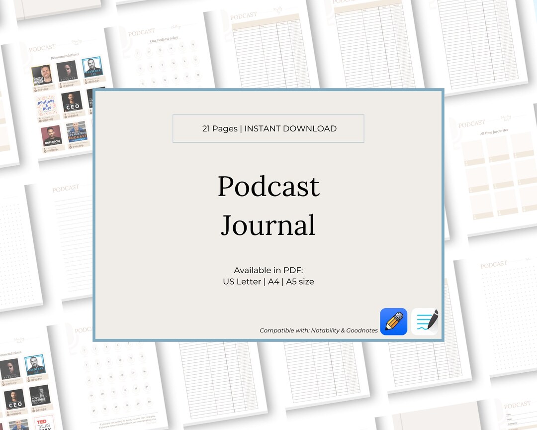 Podcast Journal, Podcast Log, Digital Podcast Journal, Printable ...