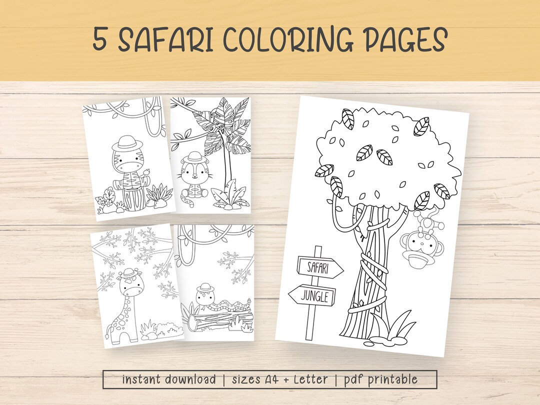Safari Coloring Pages Printable Printable Coloring Pages for Etsy