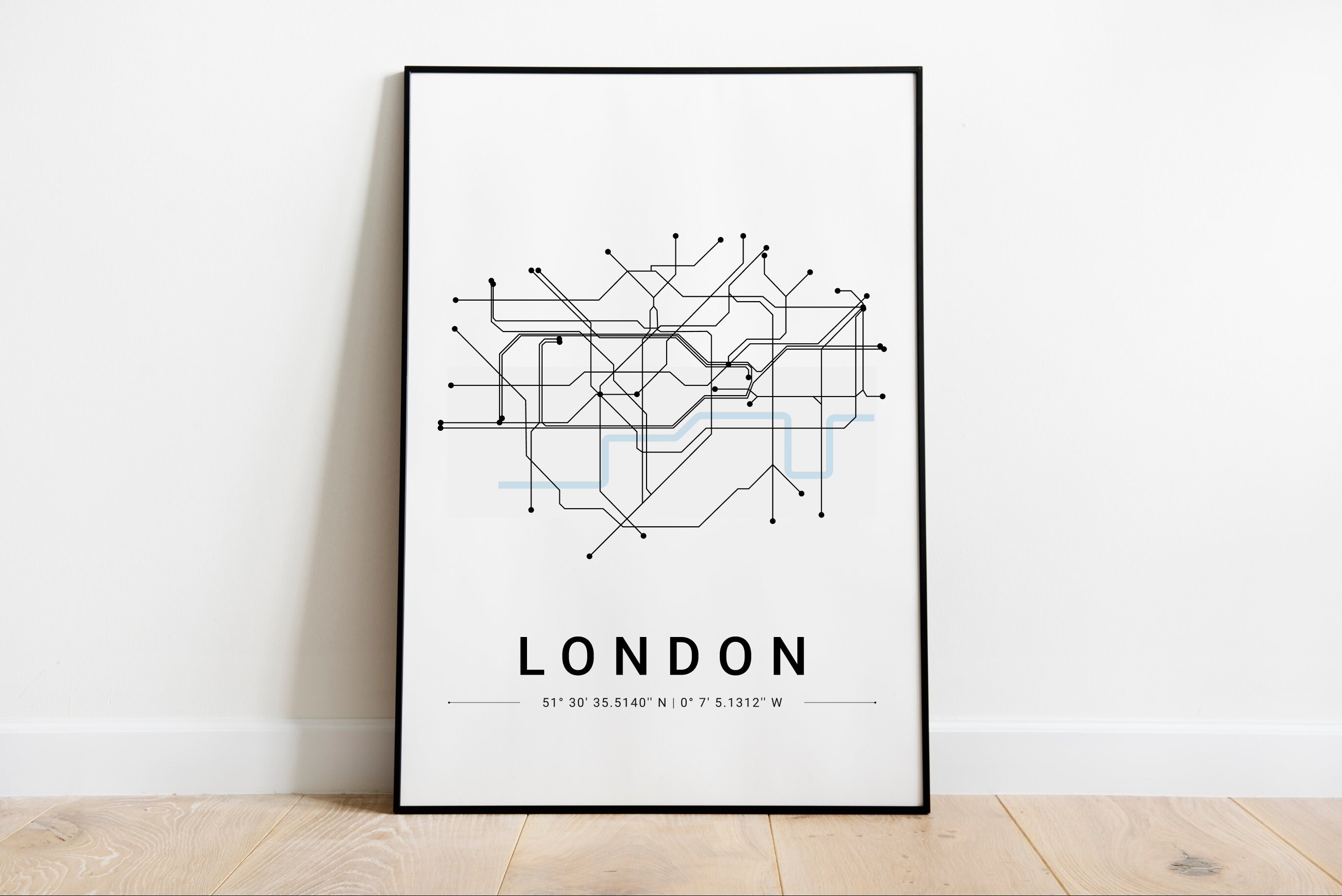 Lienzo con mapa de Londres, arte mural, mapa del metro, arte mural geométrico, impresiones de arte mural de Londres, postales de Londres, arte mural minimalista para el hogar, metro de Londres