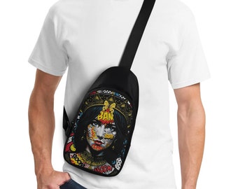 Bag - Chest bag - Banana - PopArt / StreetArt portrait of woman with crown, Pop Culture, Pop Art, Contemporary, Graffiti, Banksy