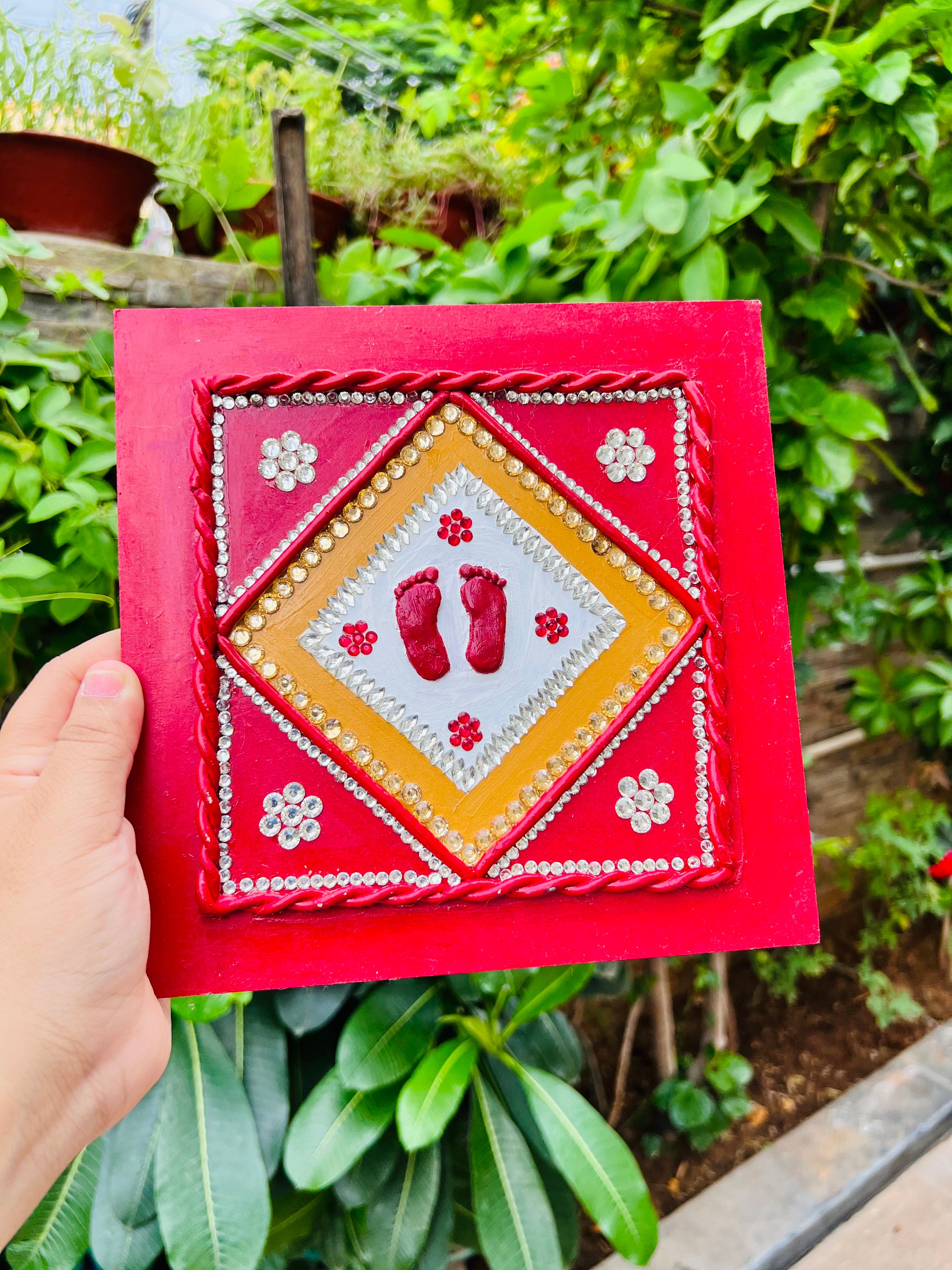 Goddess Laxmi Feet Temple Decor Mandir Lippan Art Etsy