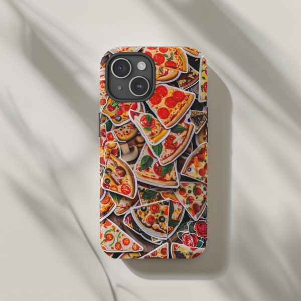 Pizza theme, Fits iPhone 15, 14, 13, and more, Tough Phone Case, Compatible with wireless charging, iPhone, Pixel, Samsung.