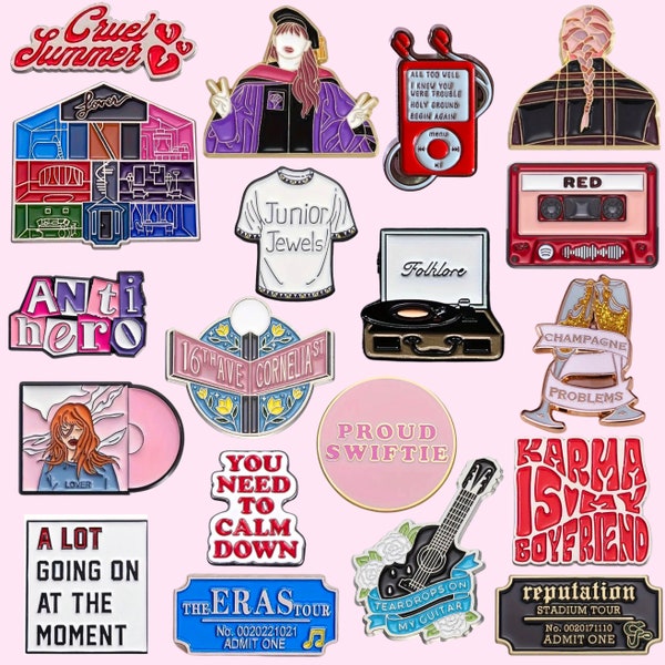 ÉPINGLES SWIFTIE taylor swift métal émaillé époques tournée accessoires badge badges folklore de minuit version album paroles amant merch cadeau