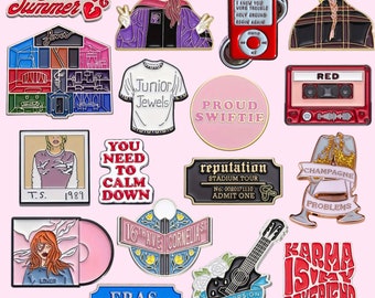 SWIFTIE PINS taylor swift esmalte eras de metal accesorios de gira insignias insignias medianoche folklore Taylor versión álbum letras amante merchandising regalo