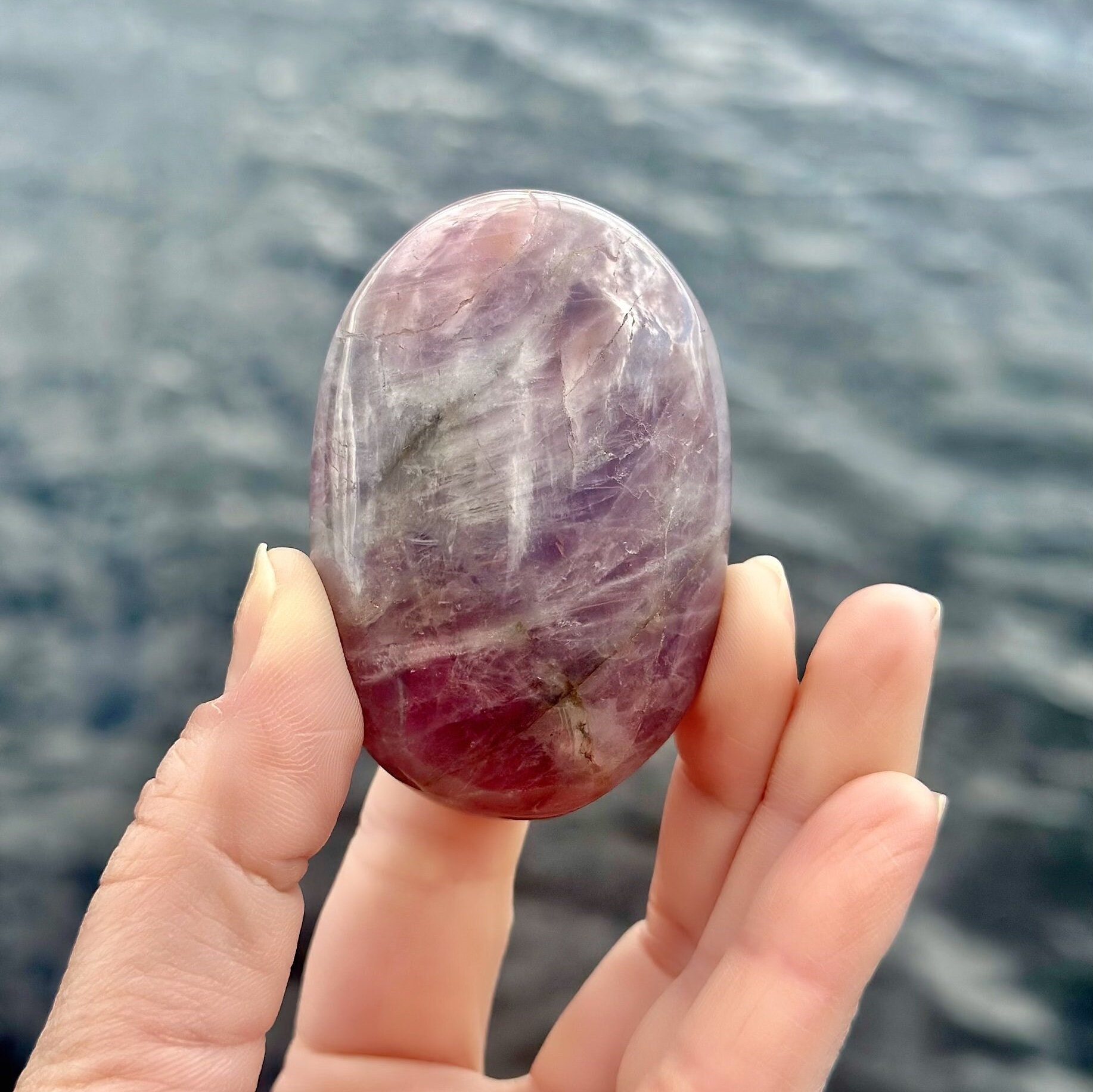 Large Lavender Rose Quartz Palm Stone Lavender Rose Quartz Etsy UK