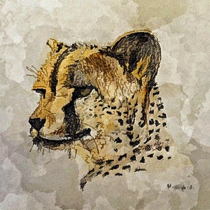Cheetah wall art • hand drawn cheetah art • colored pencil art • cheetah physical artwork • art decor • cheetah