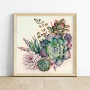 Sukkulenten Wand Kunst Druck Bunt Boho Housewarming Geschenk Aquarell Blumen Wanddekor Airbnb Kaktus Malerei Hauspflanze Poster