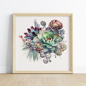 Sukkulenten. Physischer Kunstdruck. Kostenloser Weltweiter Versand . Generative Kunst. Botanisch. Boho Housewarming Geschenk. Aquarell. Blumen Wand Dekor.