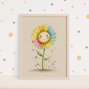 Multicoloured Flower Print. Physical Art Print. Free Worldwide Shipping. Generative Art. Boho Gift for New Mum. Kid’s art Print. Floral.