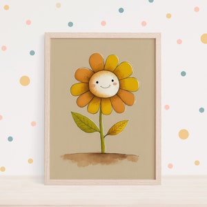 Flor Boho vivero arte impresión acuarela lindo floral niños habitación pintura simple regalo de dibujos animados para una nueva mamá naturaleza neutral margarita botánica