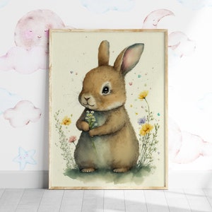 Cute Rabbit Print. Physical Art Print. Free Worldwide Shipping. Nursery wall art. Generative Art. Gift for a New Mum. Kid’s art Print. Cute