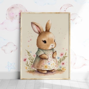 Bunny Rabbit Print. Physical Art Print. Free Worldwide Shipping. Nursery wall art. Generative Art. Gift for a New Mum. Kid’s art Print. Cute