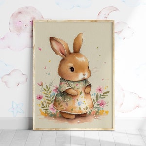 Cute Rabbit Boho Nursery Art Print Gift for New Mum Nursery Art Print Nature Nursery Decor Gift for Animal Lover Kids Room art Nursery Decor