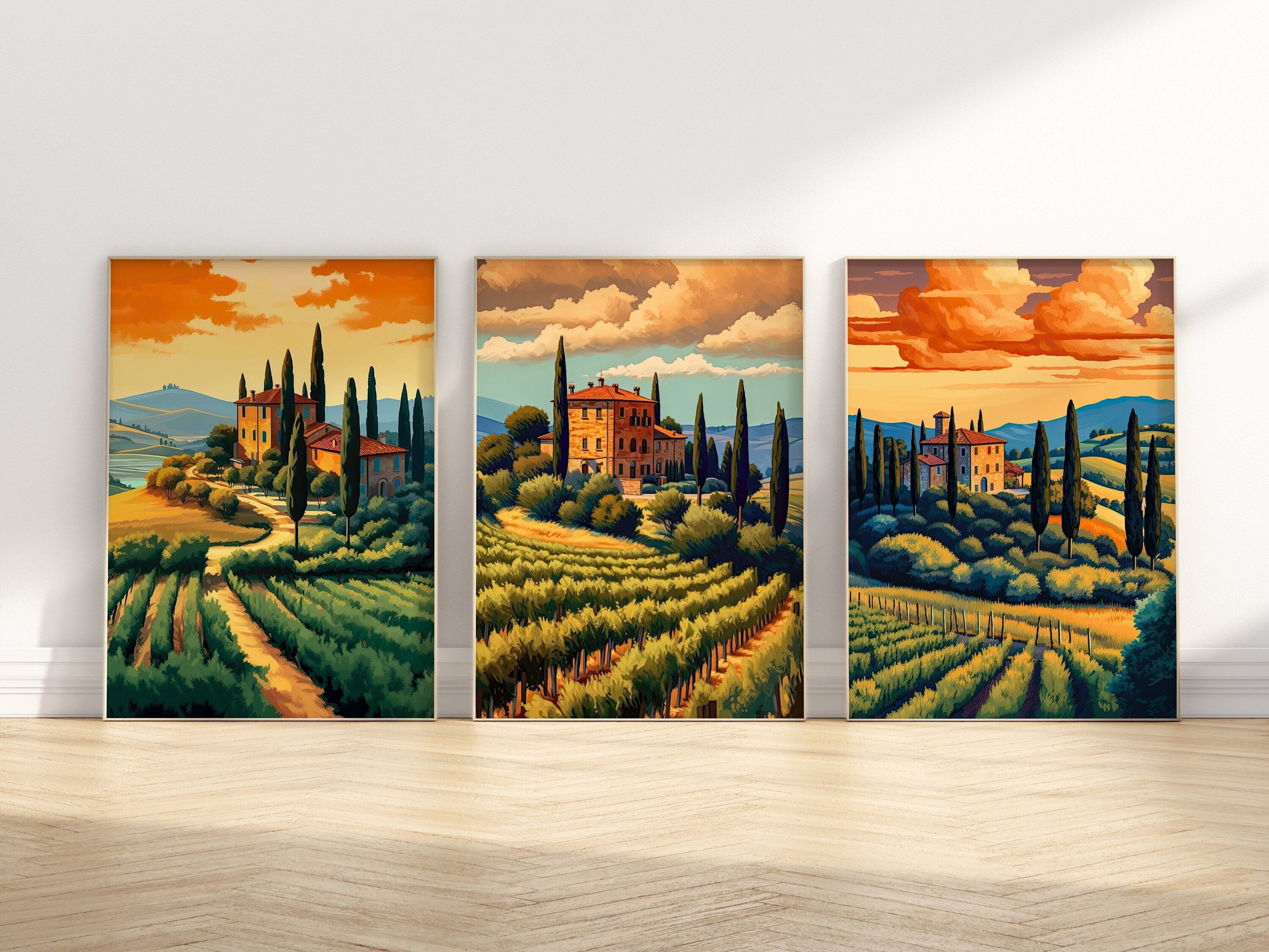 Tuscany Landscape Art Prints Set: Italian Vineyard Home Decor - Etsy, image size:3000x2250