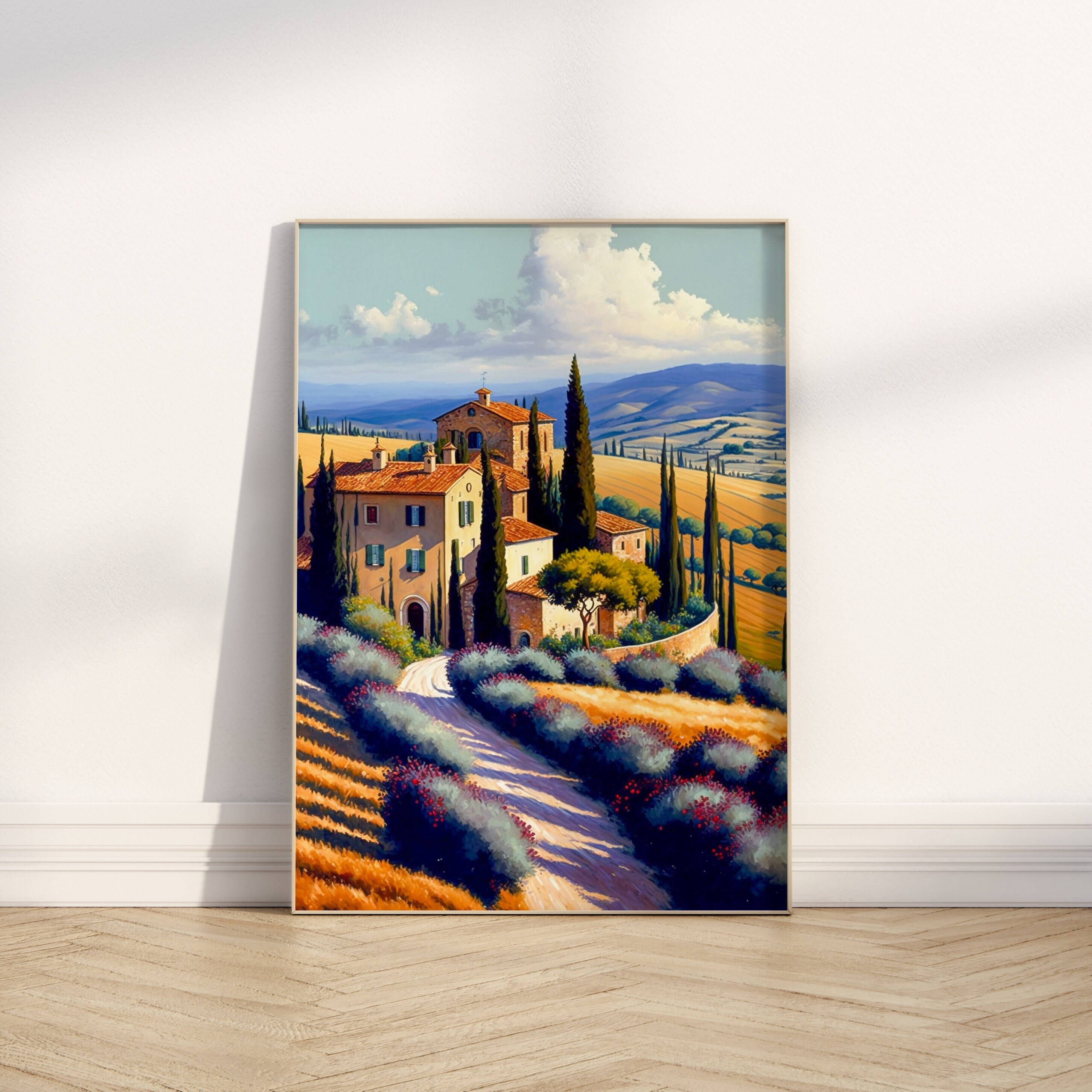 Tuscany Vineyard Painting: Italian Countryside Wall Art Print - Etsy, image size:2901x2900