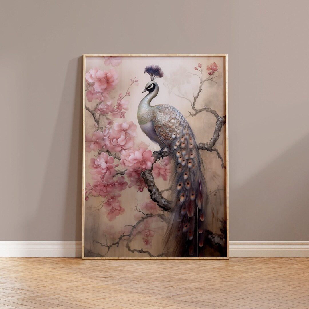 Peacock Wall Art Print Watercolour Painting Boho Housewarming Gift