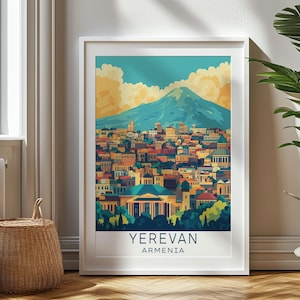 Gepersonaliseerde reiscadeau, reisafdruk Jerevan, Armenië kunstcadeau voor reizigers, verjaardagscadeau, souvenir Armenië, kunst Jerevan, cadeau voor papa