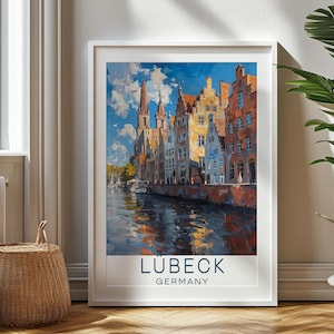 Personalized Travel Gift - Lübeck Travel Print - Germany Art Gift, Gift for Travelers, Birthday Gift, Souvenir, Gift for Dad, Lubeck Art