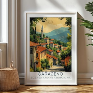 Personalized Travel Gift, Sarajevo Travel Print, Bosnia and Herzegovina Art Gift for Traveler, Bosnia and Herzegovina Souvenir, Sarajevo Art