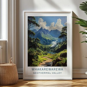 Personalized Travel Gift, Whakarewarewa Geothermal Valley Travel Print, New Zealand Art Gift, Gift for Travelers, Birthday Gift for Dad