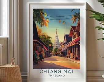 Personalized Travel Gift, Chiang Mai Travel Print, Thailand Art Gift, Gift for Travelers, Birthday Gift, Thailand Souvenir, Chiang Mai Art