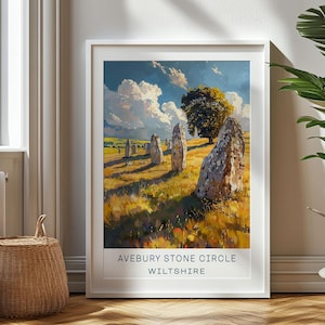 Personalized Travel Gift - Avebury Stone Circle Travel Print - Wiltshire Art Gift, Gift for Travelers, Birthday Gift, Souvenir, Gift for Dad