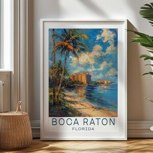 Gepersonaliseerde reiscadeau, Boca Raton reisafdruk, Florida kunstcadeau, cadeau voor reizigers, verjaardagscadeau, Boca Raton-souvenir, Boca Raton-kunst