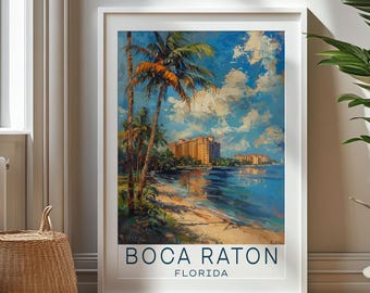 Personalized Travel Gift, Boca Raton Travel Print, Florida Art Gift, Gift for Travelers, Birthday Gift, Boca Raton Souvenir, Boca Raton Art