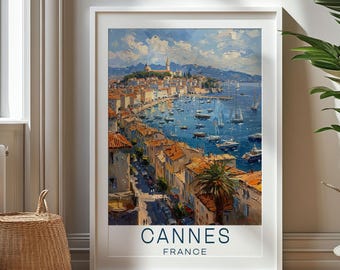 Personalized Travel Gift - Cannes Travel Print - France Art Gift, Gift for Travelers, Birthday Gift, Souvenir, Gift for Dad, Cannes Art