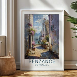 Gepersonaliseerde reiscadeau Penzance reisafdruk - Cornwall Art cadeau, cadeau voor reizigers, verjaardagscadeau, souvenir, cadeau voor papa, Penzance Art