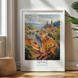 Personalisiertes Reisegeschenk, Graz Reisedruck, Österreich Kunst Geschenk, Geschenk für Reisende, Geburtstagsgeschenk, Österreich Souvenir, Graz Kunst, Geschenk für Papa