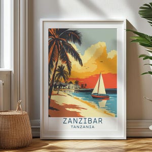 Personalized Travel Gift, Zanzibar Travel Print, Tanzania Art Gift, Gift for Travelers, Birthday Gift, Tanzania Souvenir, Zanzibar Art