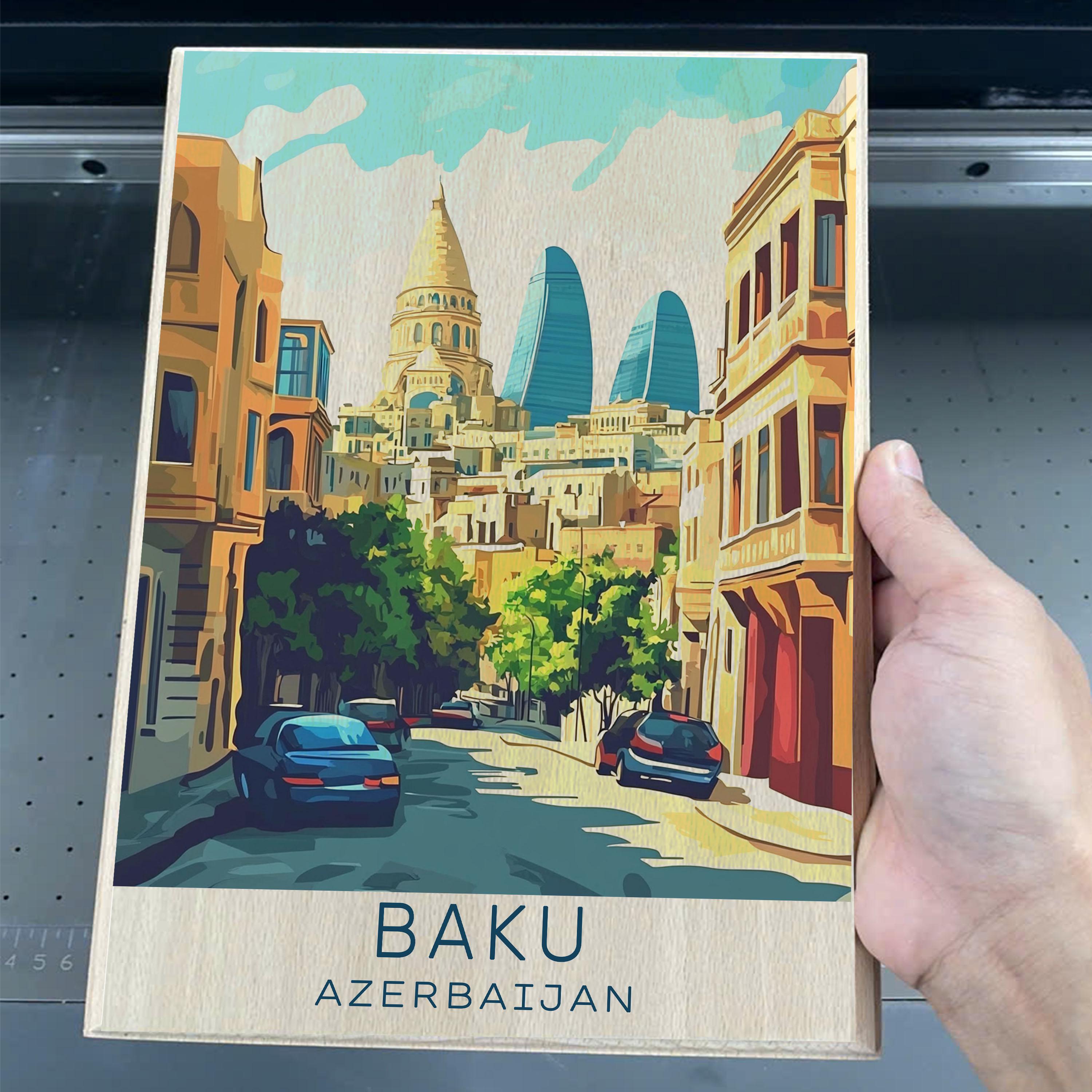 Personalized Travel Gift, Baku Travel Print, Azerbaijan Art Gift