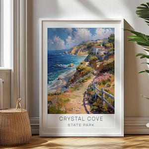Regalo de viaje personalizado: impresión de viaje al parque estatal Crystal Cove: regalo artístico de California, regalo para viajeros, regalo de cumpleaños, recuerdo