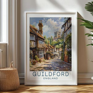 Personalized Travel Gift Guildford Travel Print - England Art Gift, Gift for Travelers, Birthday Gift, Souvenir, Gift for Dad, Guildford Art