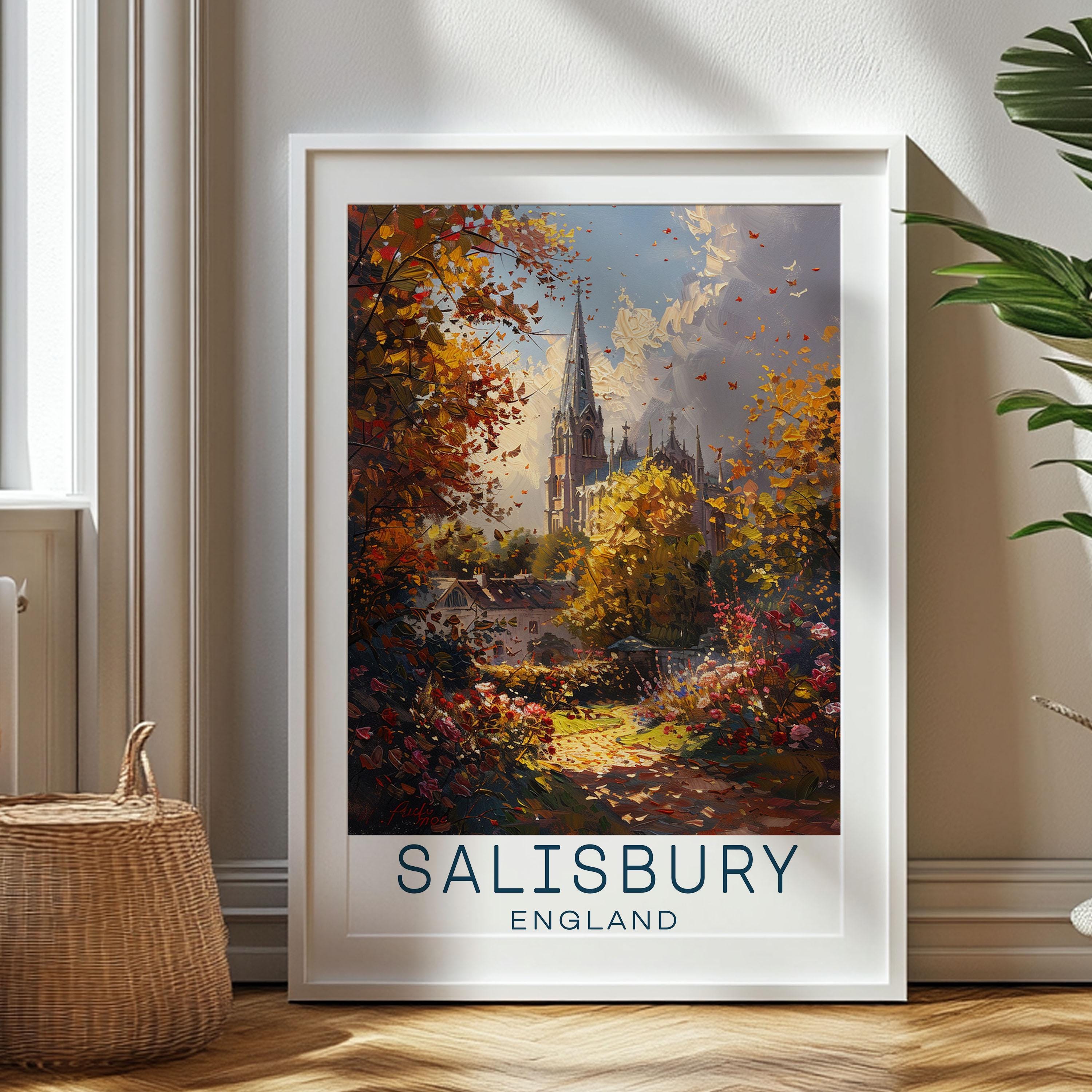 Personalized Travel Gift, Salisbury Travel Print, England Art Gift, Gift for Travelers, Birthday Gift, England Souvenir, Salisbury Art