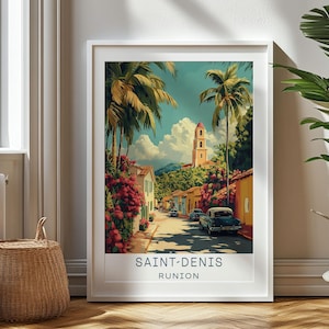Personalized Travel Gift, Saint-Denis Travel Print, Runion Art Gift, Gift for Travelers, Birthday Gift, Runion Souvenir, Saint-Denis Art
