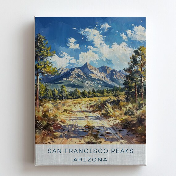 Ornamento Albero Di Natale Flagstaff San Francisco Peaks Arizona – Souvenir Da Viaggio In Ceramica 7,6 Cm, Doppia Faccia, Con Sacchetto In Velluto