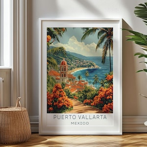 Personalized Travel Gift, Puerto Vallarta Travel Print, Mexico Art Gift for Travelers, Birthday Gift, Mexico Souvenir, Puerto Vallarta Art