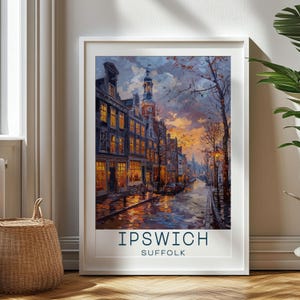 Gepersonaliseerde reiscadeau - Ipswich-reisafdruk - Suffolk Art Gift, cadeau voor reizigers, verjaardagscadeau, souvenir, cadeau voor papa, Ipswich Art