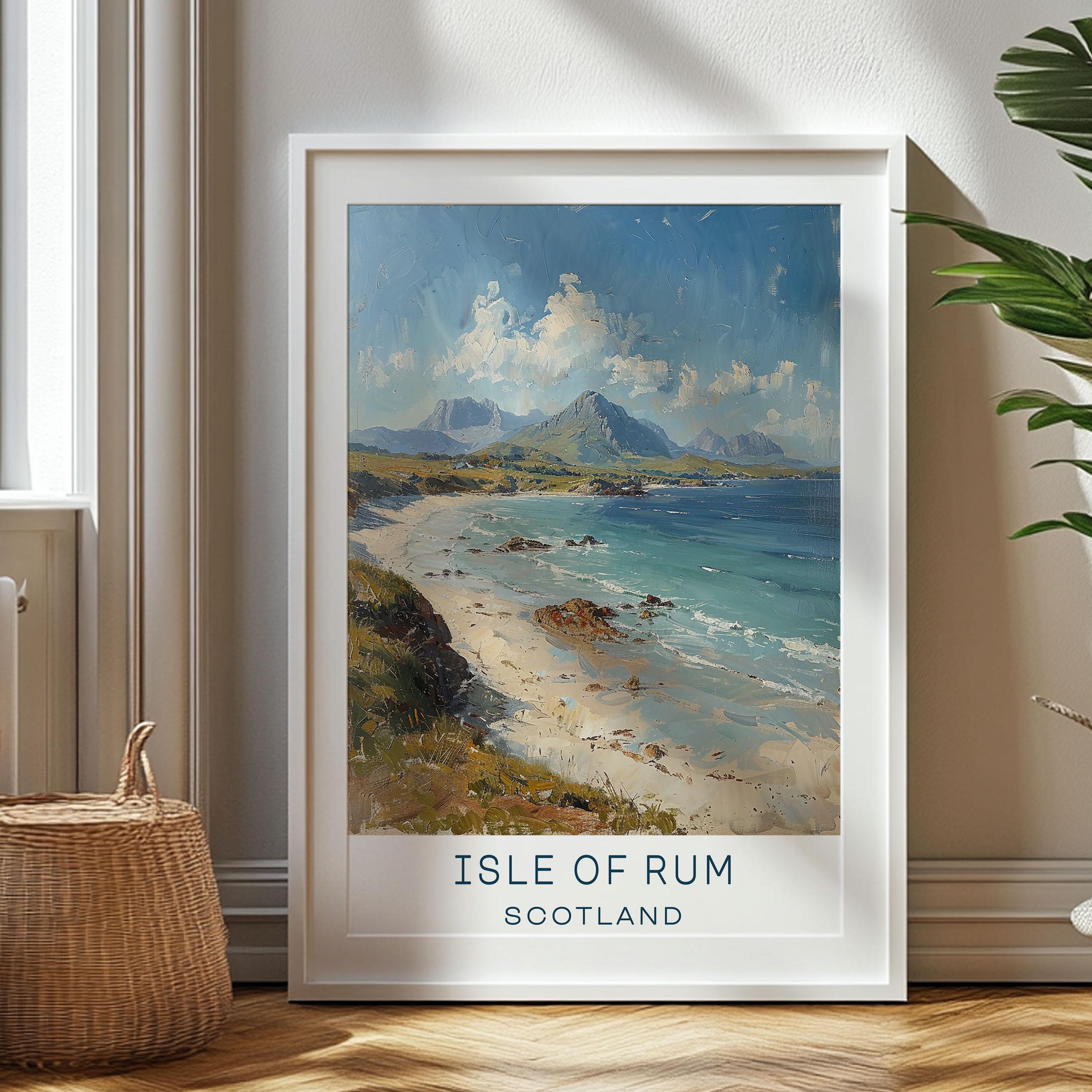 Personalized Travel Gift - Isle of Rum Travel Print - Scotland Art Gift, Gift for Travelers, Birthday Gift, Souvenir, Gift for Dad