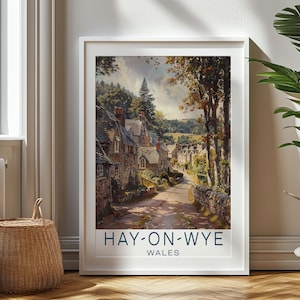 Personalized Travel Gift, Hay-On-Wye Travel Print, Wales Art Gift, Gift for Travelers, Birthday Gift, Wales Souvenir, Hay-On-Wye Art