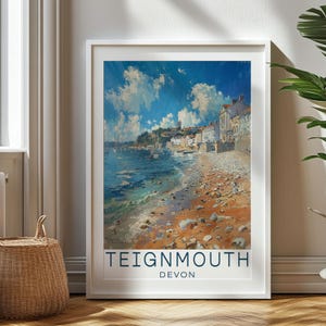 Personalized Travel Gift, Teignmouth Travel Print, Devon Art Gift, Gift for Travelers, Birthday Gift, Devon Souvenir, Teignmouth Art