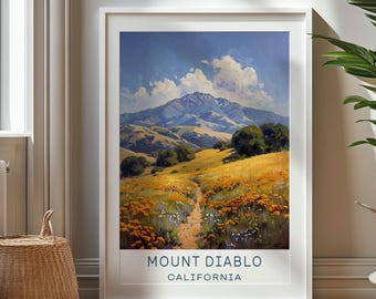 Personalized Travel Gift - Mount Diablo Travel Print - California Art Gift, Gift for Travelers, Birthday Gift,  Souvenir, Gift for Dad