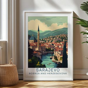 Personalized Travel Gift, Sarajevo Travel Print, Bosnia and Herzegovina Art Gift for Traveler, Bosnia and Herzegovina Souvenir, Sarajevo Art