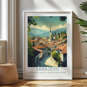 Personalized Travel Gift, Sarajevo Travel Print, Bosnia and Herzegovina Art Gift for Traveler, Bosnia and Herzegovina Souvenir, Sarajevo Art