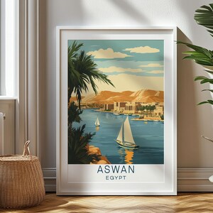 Regalo de viaje personalizado, impresión de viaje de Asuán, regalo de arte de Egipto, regalo para viajeros, regalo de cumpleaños, recuerdo de Egipto, arte de Asuán, regalo para papá