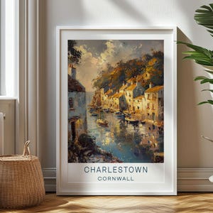Personalized Travel Gift - Charlestown Cornwall Travel Print - Cornwall Art Gift, Gift for Travelers, Birthday Gift, Souvenir, Gift for Dad