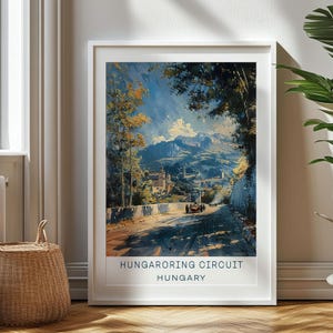 Regalo de viaje personalizado, impresión de viaje del circuito de Hungaroring, regalo artístico de Hungría, regalo para viajeros, regalo de cumpleaños, póster de F1, arte del circuito de F1