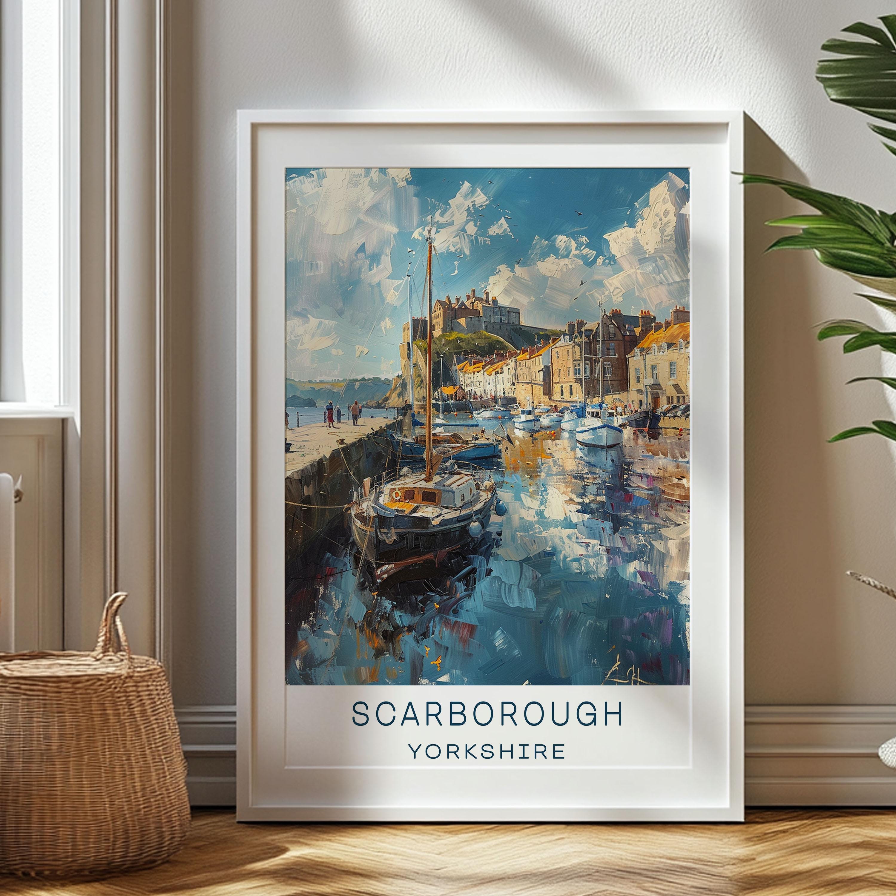 Personalized Travel Gift, Scarborough Travel Print, Yorkshire Art Gift, Gift for Travelers, Birthday Gift, Yorkshire Souvenir, Scarborough